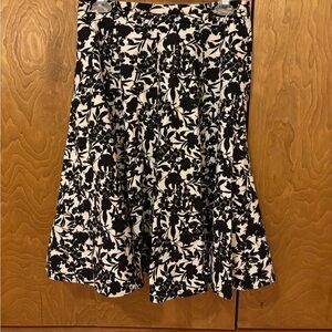 Apostrophe Black & White Floral A-Line Skirt